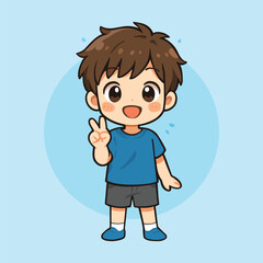 Obraz premium cute chibi boy character illustration
