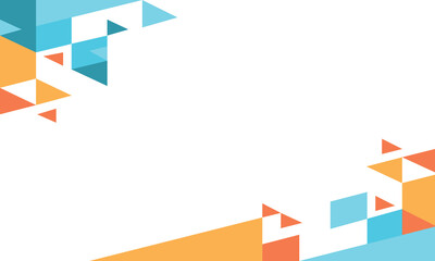 Modern geometric background with colorful orange, blue, and red triangles on a white backdrop. Perfect for presentation templates, banners, flyers, or digital media with a clean abstract design.