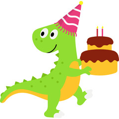 Cute Birthday Dinosaur Illustration