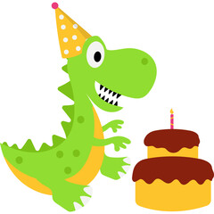 Cute Birthday Dinosaur Illustration