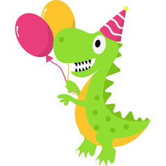 Cute Birthday Dinosaur Illustration