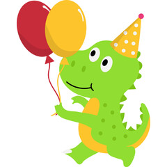 Cute Birthday Dinosaur Illustration