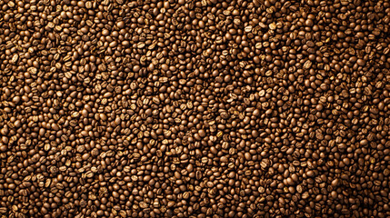 Close up view of heap of millions of small aromatic roasted coffee beans swirling around with steam
