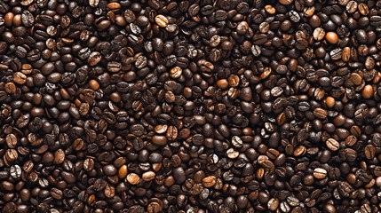 Close up view of heap of millions of small aromatic roasted coffee beans swirling around with steam
