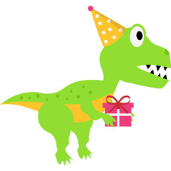 Cute Birthday Dinosaur Illustration