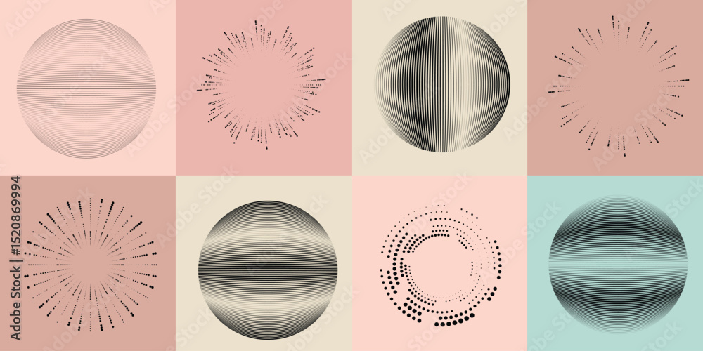 Poster lines and dots in circle form .rotate rounded shape vector illustration .rotating dots form a circle