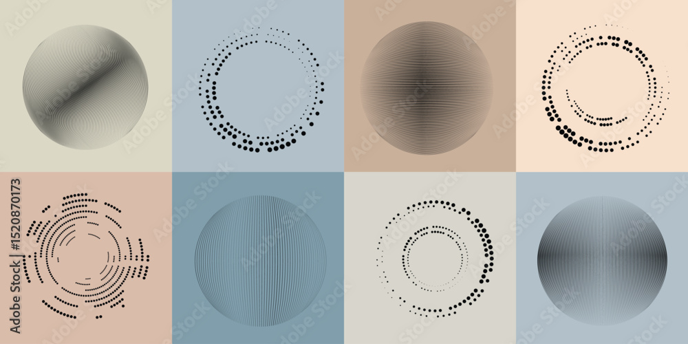 Aufkleber lines and dots in circle form .rotate rounded shape vector illustration .rotating dots form a circle