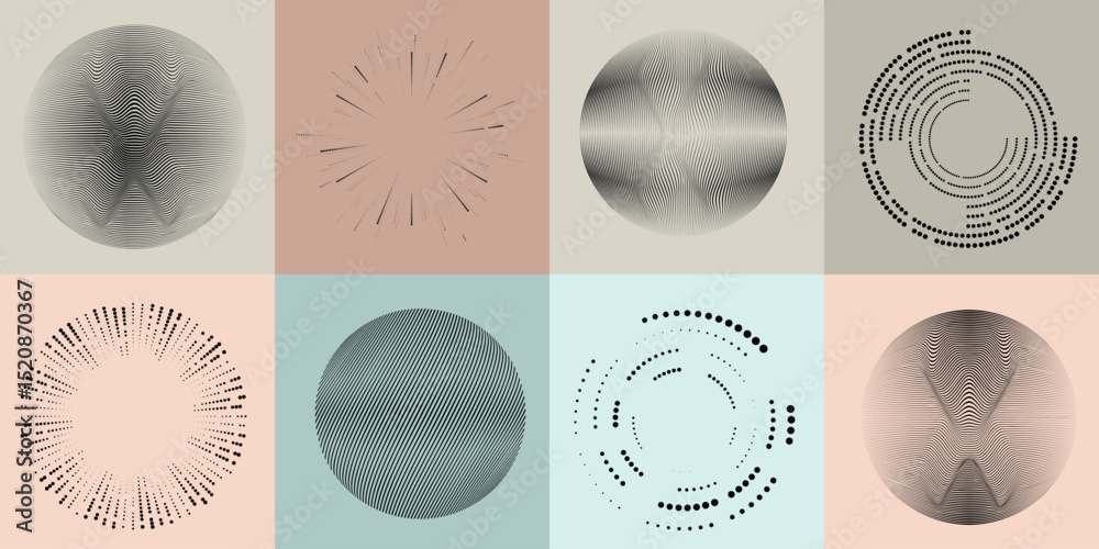 Aufkleber lines and dots in circle form .rotate rounded shape vector illustration .rotating dots form a circle