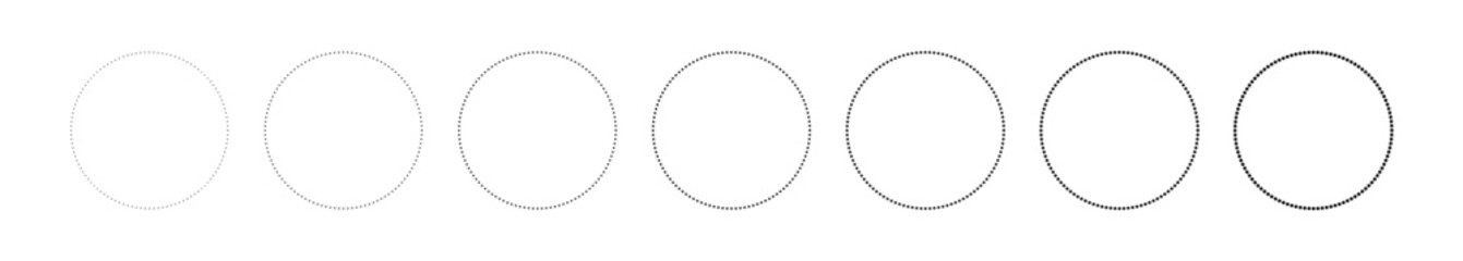 Circular ring with dashed outline and modern geometric pattern effect. Flat vector illustration isolated on white background.