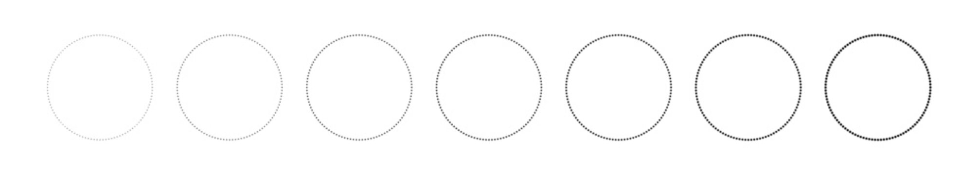 Circular ring with dashed outline and modern geometric pattern effect. Flat vector illustration isolated on white background.