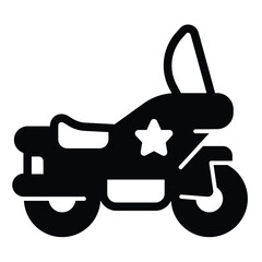 Policeman motorcycle solid icon, law enforcement concept. Vector graphics. Police motorbike transport sign on white background, style mobile or design.