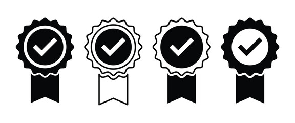 Gold, Silver, Bronze Medals and Certified Badge Icons &ndash; Winner Awards and Verified Approval Symbols Set.