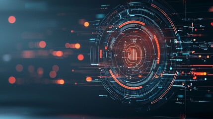 Obraz premium Dynamic digital interface futuristic setting abstract visualization technology environment close-up perspective