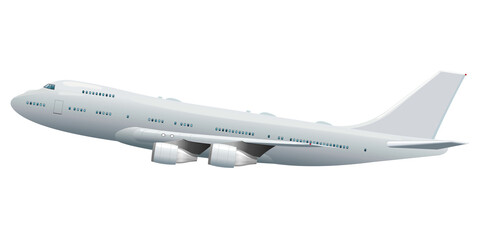 Avion de ligne navigant sur fond blanc	