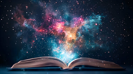 Open Book With Cosmic Glow