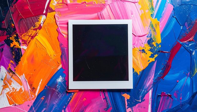 Blank Photo on Abstract Colorful Paint - Abstract art backgrounds