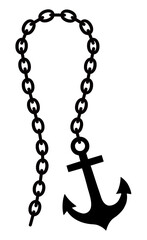 silhouette of an anchor and chain. pirate vector illustration with transparent background