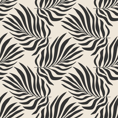 Trendy minimalist seamless botanical pattern with abstract creative hand drawn composition
