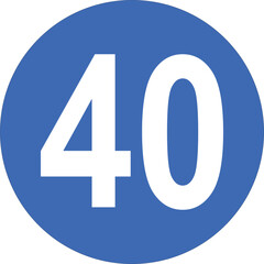 Fototapeta premium Blue circular speed limit sign with number 40 for traffic and road safety regulations