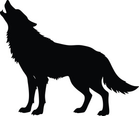  Wolf howling silhouette vector