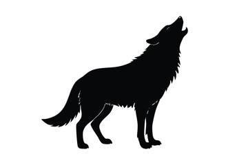  Wolf howling silhouette vector