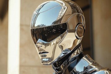 Fototapeta premium Iridescent Metallic Man Sculpted by Unreal Engine