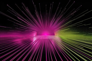 Fototapeta premium Innovative Digital Waves in Magenta and Chartreuse on Black Background Showcasing Technology and Communication Advances