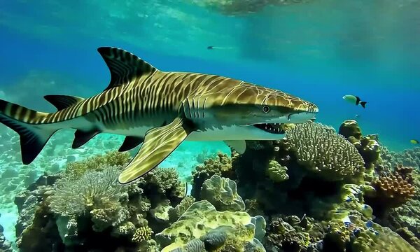 Zebra Shark in Coral Reef