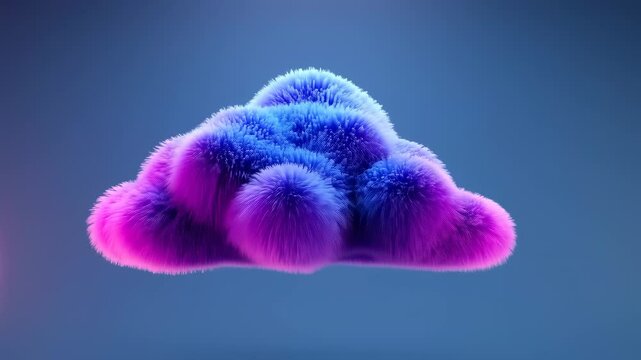 Abstract Synthetic Fur Cloud Shifting from Magenta to Cyan &mdash; AI Generated