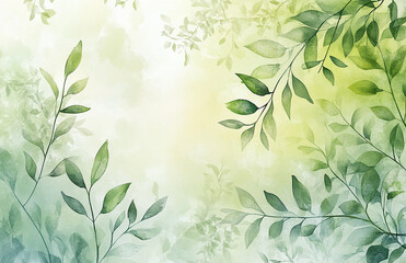 緑の植物の背景イラスト　generative ai
