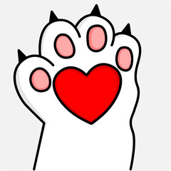 Illustration of a cat paw with a heart