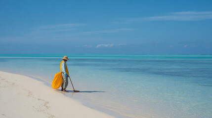 Tropical Beach Vacation: Relaxing Seaside and Scenic Ocean Horizon for Peaceful Summer Travel