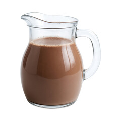 Creamy chocolate milk in glass pitcher, perfect for serving and enjoying