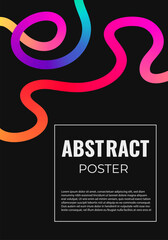 Abstract rainbow color poster. Iridescent squiggle line cover, flyer design template. Curve line with gradient.