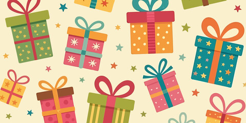 A Whimsical Gift Pattern Festive and Colorful Presents Design