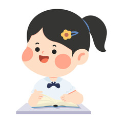 Young Girl Focusing on Study