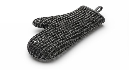 Dark gray knitted oven mitt