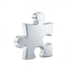 Obraz premium Shiny metallic puzzle piece showcasing intricate lines and a distinctive shape.