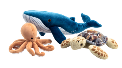 Plush sea animal toy set--whale, octopus, turtle