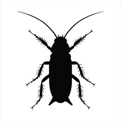 Detailed Cockroach Silhouette: Realistic Insect Vector for Pest Control and Entomology

