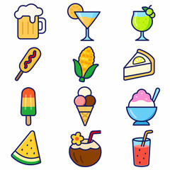 summer_food_drinks_icon_set