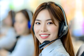 Customer service interaction call center portrait modern office close-up professionalism and communication