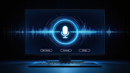 Voice recognition software interface on computer screen