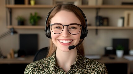 Customer support agent assisting clients remotely home office digital interaction bright environment engaging viewpoint