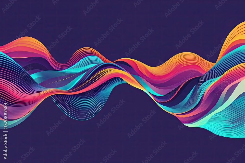 Poster vibrant abstract geometric design with colorful wave patterns for business networking and communicat