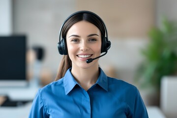 Customer support representative assisting clients in modern office professional setting positive environment engaging viewpoint