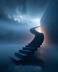 Conceptual staircase structure leading into an abstract empty space