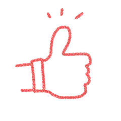 グッドサイン、いいね！のかわいい手書きアイコン　イラスト　素材　シンプル　赤　クレヨン風