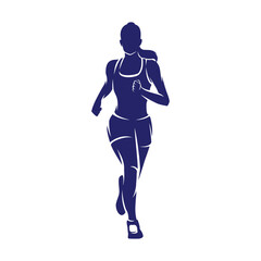Women Running and Marathon Logo Design Vector