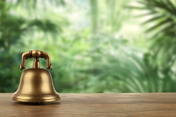 Golden reception bell serene garden setting still life nature close-up hospitality concept